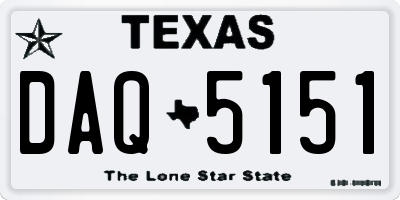 TX license plate DAQ5151