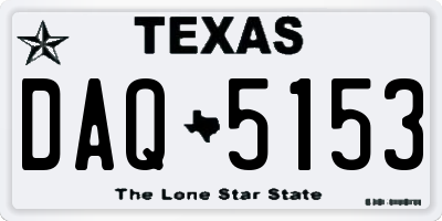 TX license plate DAQ5153