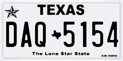 TX license plate DAQ5154