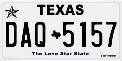 TX license plate DAQ5157