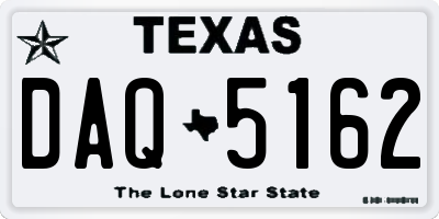 TX license plate DAQ5162