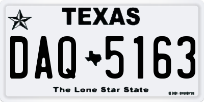 TX license plate DAQ5163