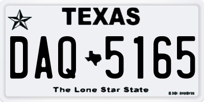 TX license plate DAQ5165