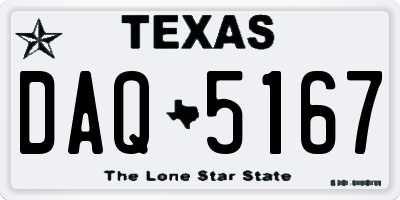 TX license plate DAQ5167