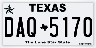 TX license plate DAQ5170