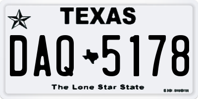 TX license plate DAQ5178