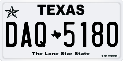 TX license plate DAQ5180