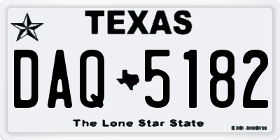 TX license plate DAQ5182