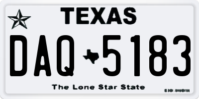 TX license plate DAQ5183