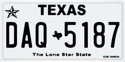 TX license plate DAQ5187