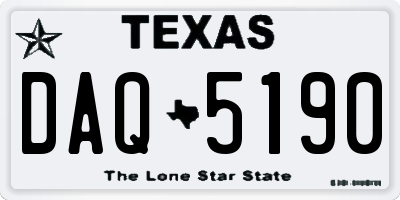 TX license plate DAQ5190