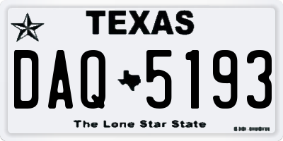 TX license plate DAQ5193
