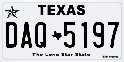TX license plate DAQ5197