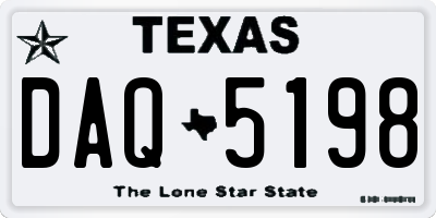 TX license plate DAQ5198
