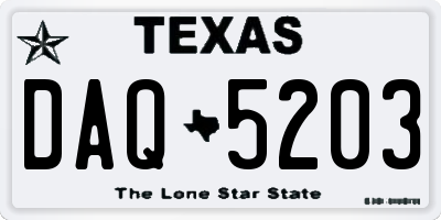 TX license plate DAQ5203