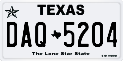 TX license plate DAQ5204