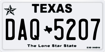 TX license plate DAQ5207