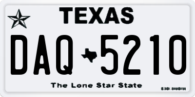 TX license plate DAQ5210