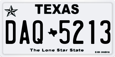 TX license plate DAQ5213