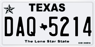 TX license plate DAQ5214