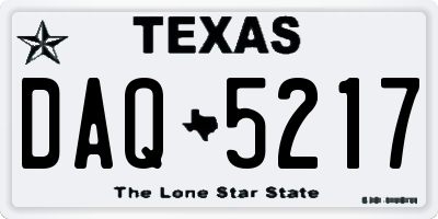 TX license plate DAQ5217