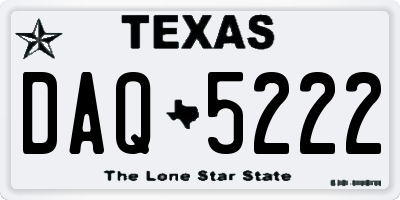 TX license plate DAQ5222