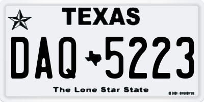 TX license plate DAQ5223
