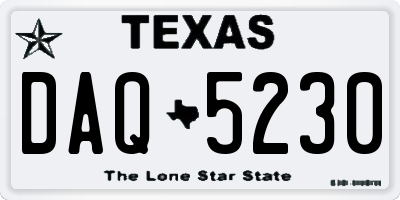 TX license plate DAQ5230