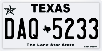 TX license plate DAQ5233