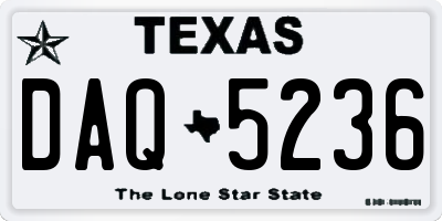 TX license plate DAQ5236