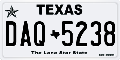 TX license plate DAQ5238