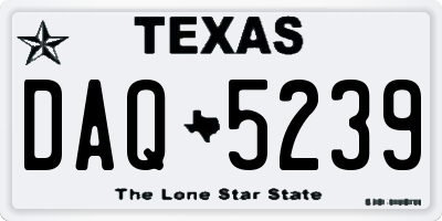 TX license plate DAQ5239
