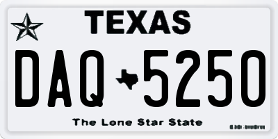 TX license plate DAQ5250