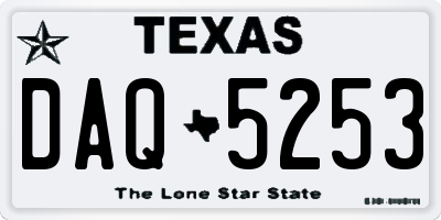 TX license plate DAQ5253