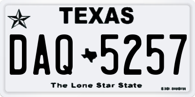 TX license plate DAQ5257