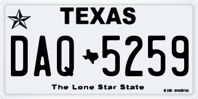 TX license plate DAQ5259