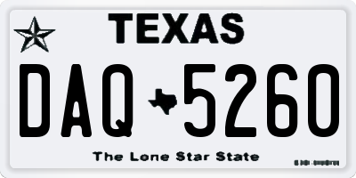 TX license plate DAQ5260
