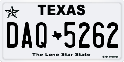 TX license plate DAQ5262