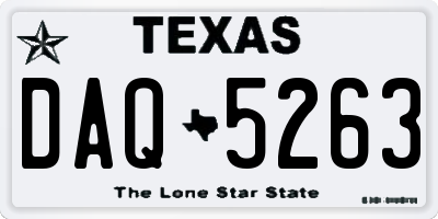 TX license plate DAQ5263