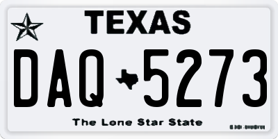 TX license plate DAQ5273