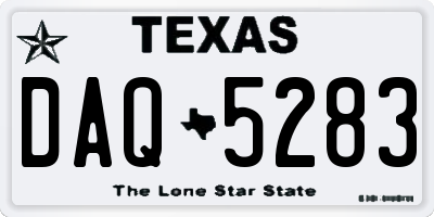 TX license plate DAQ5283
