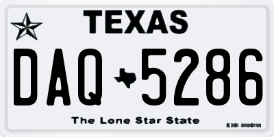 TX license plate DAQ5286