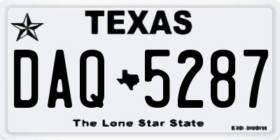 TX license plate DAQ5287