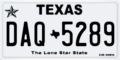 TX license plate DAQ5289