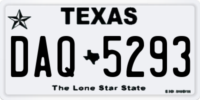 TX license plate DAQ5293