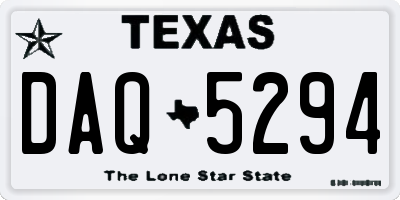 TX license plate DAQ5294