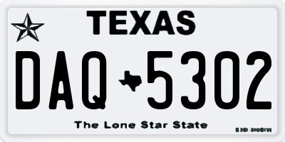 TX license plate DAQ5302