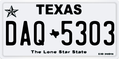 TX license plate DAQ5303