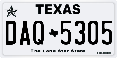 TX license plate DAQ5305