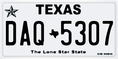 TX license plate DAQ5307